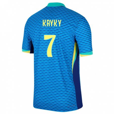Kandiny Férfi Brazília Kayky #7 Kék Idegenbeli Jersey 24-26 Mez Póló Ing