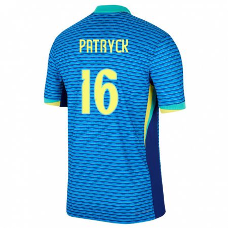 Kandiny Férfi Brazília Patryck #16 Kék Idegenbeli Jersey 24-26 Mez Póló Ing