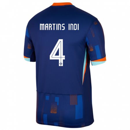 Kandiny Férfi Hollandia Bruno Martins Indi #4 Kék Idegenbeli Jersey 24-26 Mez Póló Ing