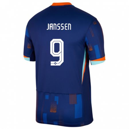 Kandiny Férfi Hollandia Vincent Janssen #9 Kék Idegenbeli Jersey 24-26 Mez Póló Ing