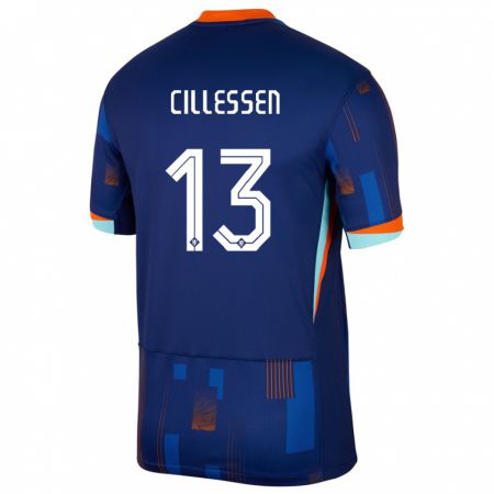 Kandiny Férfi Hollandia Jasper Cillessen #13 Kék Idegenbeli Jersey 24-26 Mez Póló Ing