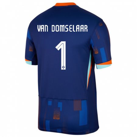 Kandiny Férfi Hollandia Daphne Van Domselaar #1 Kék Idegenbeli Jersey 24-26 Mez Póló Ing
