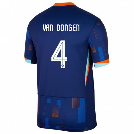Kandiny Férfi Hollandia Merel Van Dongen #4 Kék Idegenbeli Jersey 24-26 Mez Póló Ing