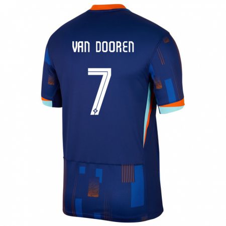 Kandiny Férfi Hollandia Kayleigh Van Dooren #7 Kék Idegenbeli Jersey 24-26 Mez Póló Ing