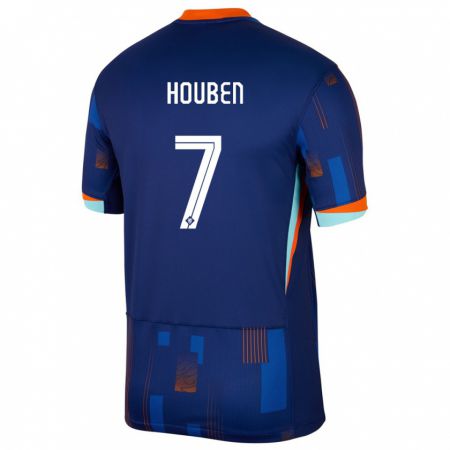 Kandiny Férfi Hollandia Iggy Houben #7 Kék Idegenbeli Jersey 24-26 Mez Póló Ing