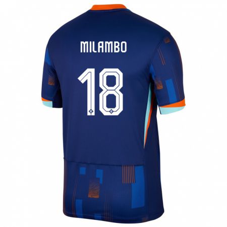 Kandiny Férfi Hollandia Antoni Milambo #18 Kék Idegenbeli Jersey 24-26 Mez Póló Ing