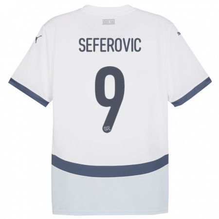 Kandiny Férfi Svájc Haris Seferovic #9 Fehér Idegenbeli Jersey 24-26 Mez Póló Ing
