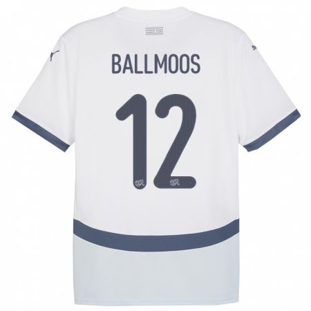 Kandiny Férfi Svájc David Von Ballmoos #12 Fehér Idegenbeli Jersey 24-26 Mez Póló Ing