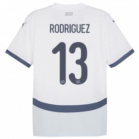 Kandiny Férfi Svájc Ricardo Rodriguez #13 Fehér Idegenbeli Jersey 24-26 Mez Póló Ing