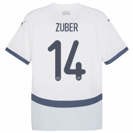Kandiny Férfi Svájc Steven Zuber #14 Fehér Idegenbeli Jersey 24-26 Mez Póló Ing