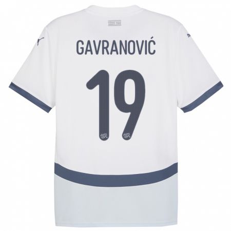 Kandiny Férfi Svájc Mario Gavranovic #19 Fehér Idegenbeli Jersey 24-26 Mez Póló Ing