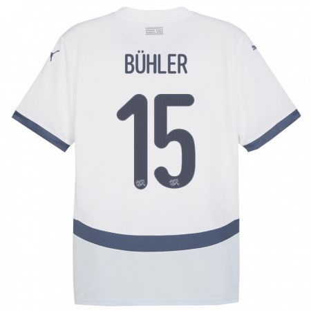 Kandiny Férfi Svájc Luana Buhler #15 Fehér Idegenbeli Jersey 24-26 Mez Póló Ing