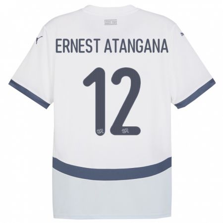 Kandiny Férfi Svájc Brian Ernest Atangana #12 Fehér Idegenbeli Jersey 24-26 Mez Póló Ing
