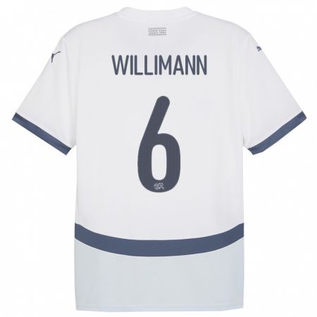 Kandiny Férfi Svájc Mauricio Willimann #6 Fehér Idegenbeli Jersey 24-26 Mez Póló Ing