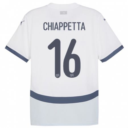 Kandiny Férfi Svájc Carmine Chiappetta #16 Fehér Idegenbeli Jersey 24-26 Mez Póló Ing