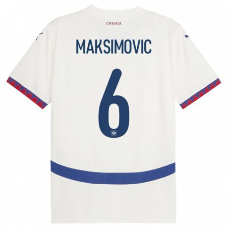 Kandiny Férfi Szerbia Nemanja Maksimovic #6 Fehér Idegenbeli Jersey 24-26 Mez Póló Ing