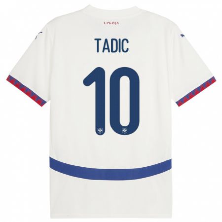 Kandiny Férfi Szerbia Dusan Tadic #10 Fehér Idegenbeli Jersey 24-26 Mez Póló Ing