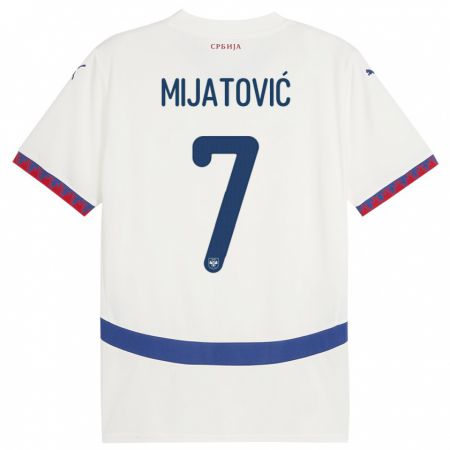 Kandiny Férfi Szerbia Milica Mijatovic #7 Fehér Idegenbeli Jersey 24-26 Mez Póló Ing