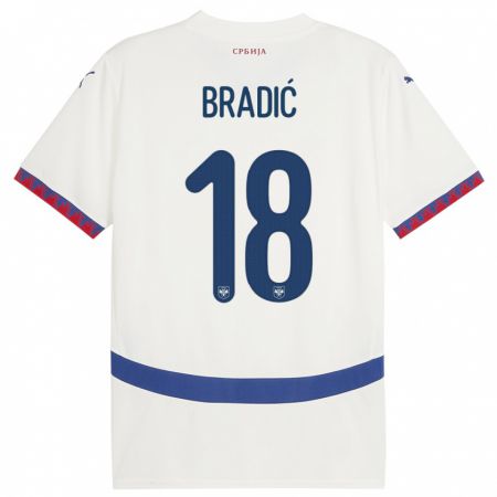 Kandiny Férfi Szerbia Biljana Bradic #18 Fehér Idegenbeli Jersey 24-26 Mez Póló Ing