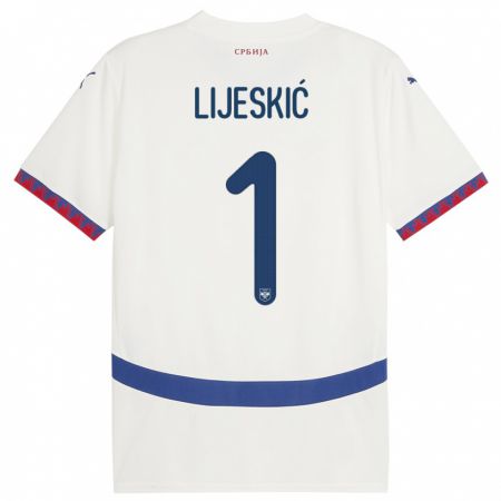 Kandiny Férfi Szerbia Luka Lijeskic #1 Fehér Idegenbeli Jersey 24-26 Mez Póló Ing