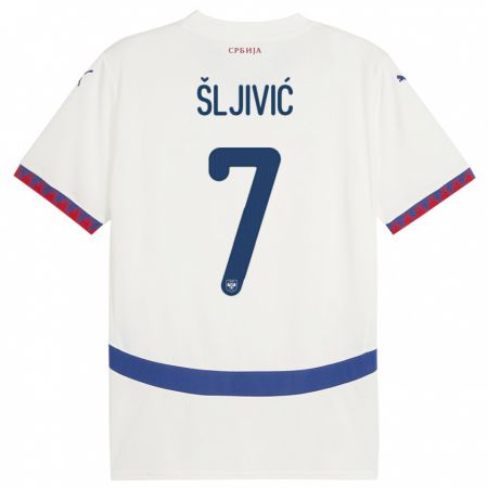 Kandiny Férfi Szerbia Jovan Sljivic #7 Fehér Idegenbeli Jersey 24-26 Mez Póló Ing