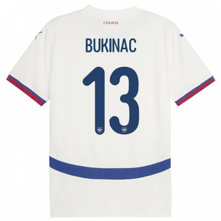 Kandiny Férfi Szerbia Stefan Bukinac #13 Fehér Idegenbeli Jersey 24-26 Mez Póló Ing