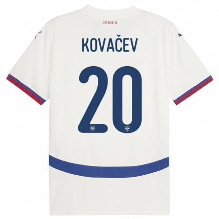 Kandiny Férfi Szerbia Milan Kovacev #20 Fehér Idegenbeli Jersey 24-26 Mez Póló Ing