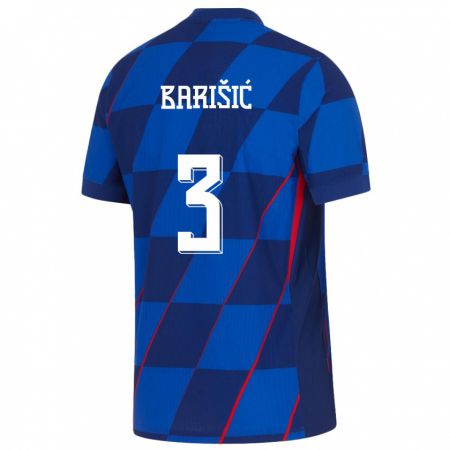 Kandiny Férfi Horvátország Borna Barisic #3 Kék Idegenbeli Jersey 24-26 Mez Póló Ing