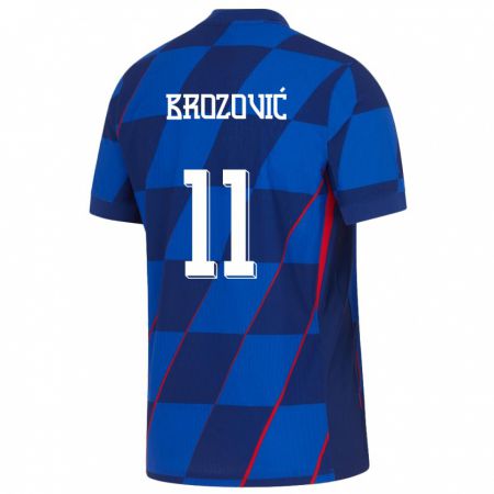 Kandiny Férfi Horvátország Marcelo Brozovic #11 Kék Idegenbeli Jersey 24-26 Mez Póló Ing