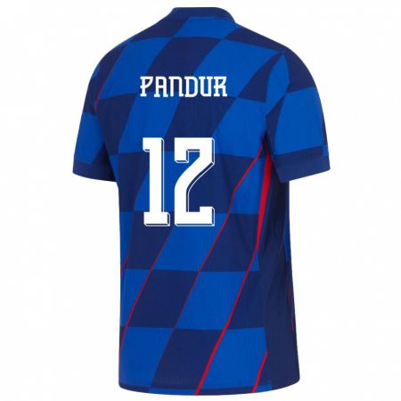 Kandiny Férfi Horvátország Ivor Pandur #12 Kék Idegenbeli Jersey 24-26 Mez Póló Ing