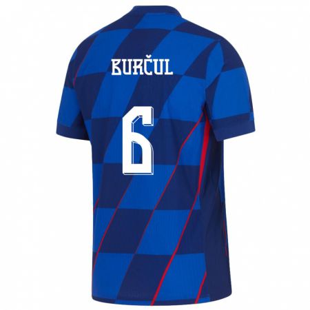 Kandiny Férfi Horvátország Bruno Burcul #6 Kék Idegenbeli Jersey 24-26 Mez Póló Ing