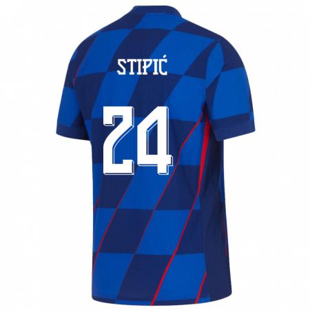 Kandiny Férfi Horvátország Mihael Stipic #24 Kék Idegenbeli Jersey 24-26 Mez Póló Ing