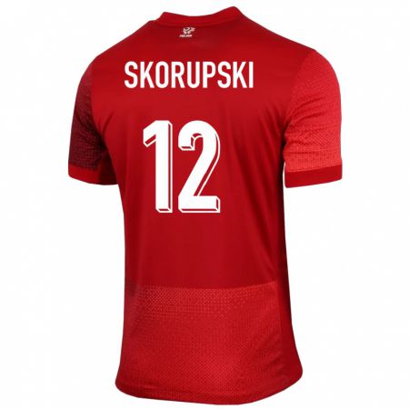 Kandiny Férfi Lengyelország Lukasz Skorupski #12 Piros Idegenbeli Jersey 24-26 Mez Póló Ing