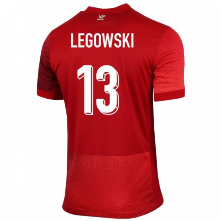Kandiny Férfi Lengyelország Mateusz Legowski #13 Piros Idegenbeli Jersey 24-26 Mez Póló Ing