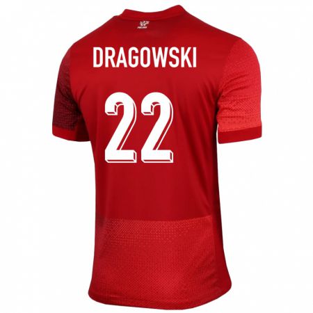 Kandiny Férfi Lengyelország Bartlomiej Dragowski #22 Piros Idegenbeli Jersey 24-26 Mez Póló Ing