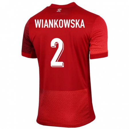 Kandiny Férfi Lengyelország Martyna Wiankowska #2 Piros Idegenbeli Jersey 24-26 Mez Póló Ing