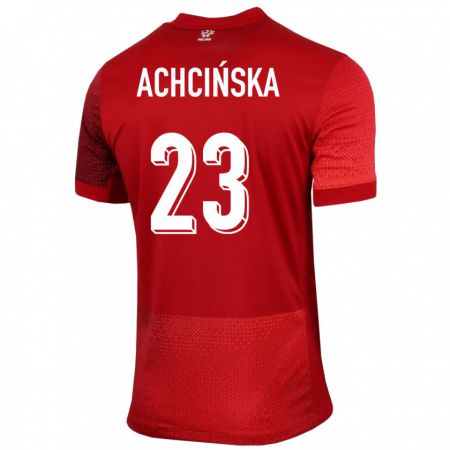 Kandiny Férfi Lengyelország Adriana Achcinska #23 Piros Idegenbeli Jersey 24-26 Mez Póló Ing