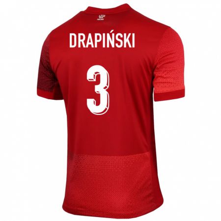 Kandiny Férfi Lengyelország Igor Drapinski #3 Piros Idegenbeli Jersey 24-26 Mez Póló Ing