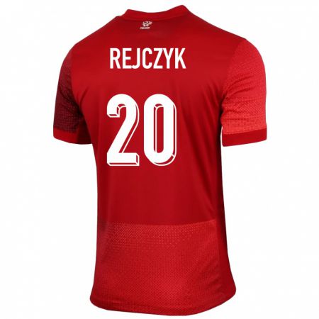 Kandiny Férfi Lengyelország Filip Rejczyk #20 Piros Idegenbeli Jersey 24-26 Mez Póló Ing