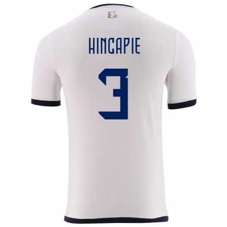 Kandiny Férfi Ecuador Piero Hincapie #3 Fehér Idegenbeli Jersey 24-26 Mez Póló Ing