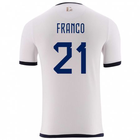Kandiny Férfi Ecuador Alan Franco #21 Fehér Idegenbeli Jersey 24-26 Mez Póló Ing