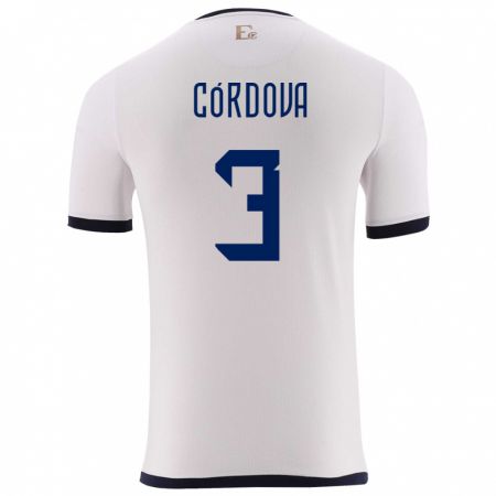 Kandiny Férfi Ecuador Luis Cordova #3 Fehér Idegenbeli Jersey 24-26 Mez Póló Ing
