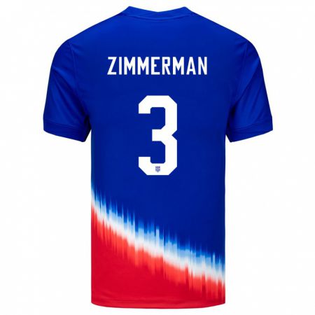 Kandiny Férfi Egyesült Államok Walker Zimmerman #3 Kék Idegenbeli Jersey 24-26 Mez Póló Ing