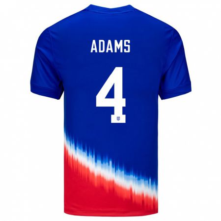 Kandiny Férfi Egyesült Államok Tyler Adams #4 Kék Idegenbeli Jersey 24-26 Mez Póló Ing