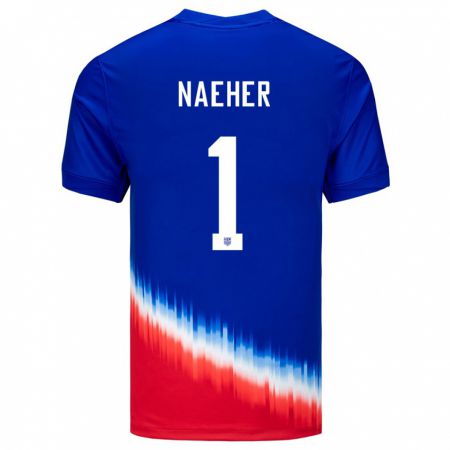 Kandiny Férfi Egyesült Államok Alyssa Naeher #1 Kék Idegenbeli Jersey 24-26 Mez Póló Ing