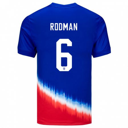 Kandiny Férfi Egyesült Államok Trinity Rodman #6 Kék Idegenbeli Jersey 24-26 Mez Póló Ing