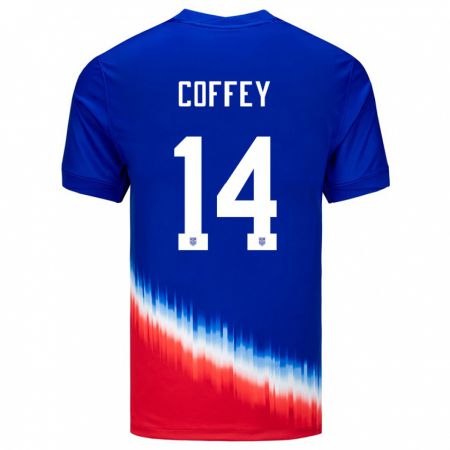 Kandiny Férfi Egyesült Államok Sam Coffey #14 Kék Idegenbeli Jersey 24-26 Mez Póló Ing
