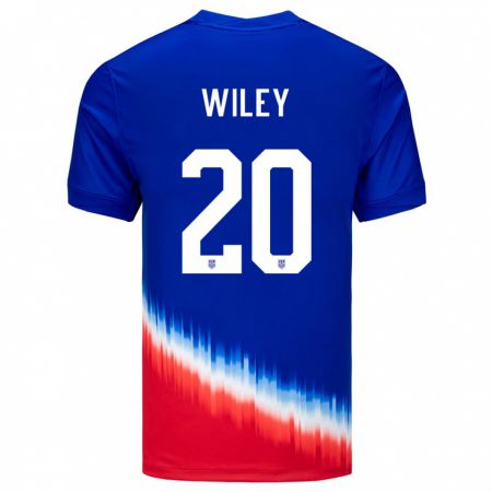 Kandiny Férfi Egyesült Államok Caleb Wiley #20 Kék Idegenbeli Jersey 24-26 Mez Póló Ing