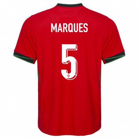 Kandiny Női Portugália Martim Marques #5 Piros Hazai Jersey 24-26 Mez Póló Ing