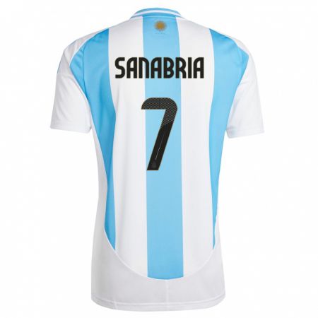 Kandiny Női Argentína Mateo Sanabria #7 Fehér Kék Hazai Jersey 24-26 Mez Póló Ing